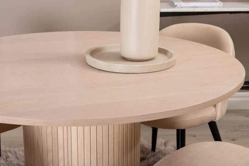 Biana Matgrupp 100 cm Rund inkl 4 Velvets Stolar - Beige/Svart - Möbler - Bord & matgrupp - Matgrupp