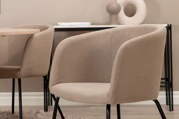 Biana Matgrupp 110 cm Rund inkl 4 Berita Stolar - Beige/Svart - Möbler - Bord & matgrupp - Matgrupp