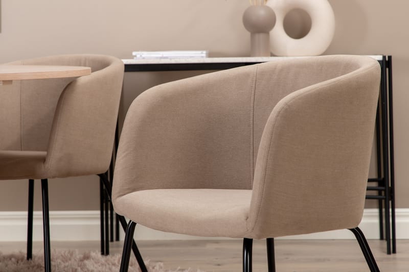 Biana Matgrupp 110 cm Rund inkl 4 Berita Stolar - Beige/Svart - Möbler - Bord & matgrupp - Matgrupp