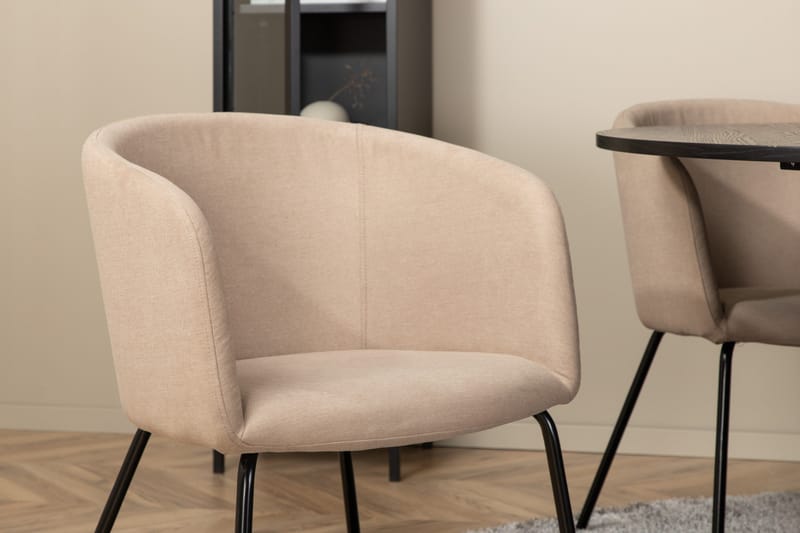 Biana Matgrupp 110 cm Rund inkl 4 Berita Stolar - Svart/Beige - Möbler - Bord & matgrupp - Matgrupp