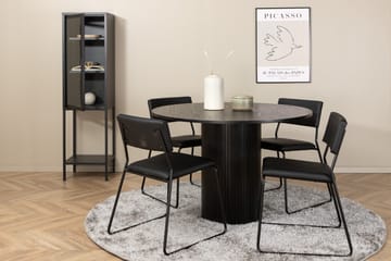 Biana Matgrupp 110 cm Rund inkl 4 Kenth Stolar - Svart/Konstläder - Möbler - Bord & matgrupp - Matgrupp