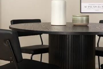 Biana Matgrupp 110 cm Rund inkl 4 Kenth Stolar - Svart/Konstläder - Möbler - Bord & matgrupp - Matgrupp