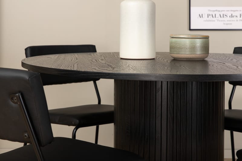 Biana Matgrupp 110 cm Rund inkl 4 Kenth Stolar - Svart/Konstläder - Möbler - Bord & matgrupp - Matgrupp