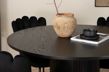 Biana Matgrupp 110 cm Rund inkl 4 Limhamn Sammetsstolar - Svart - Möbler - Bord & matgrupp - Matgrupp