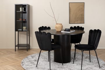 Biana Matgrupp 110 cm Rund inkl 4 Limhamn Sammetsstolar - Svart - Möbler - Bord & matgrupp - Matgrupp