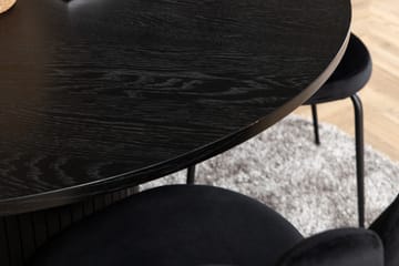 Biana Matgrupp 110 cm Rund inkl 4 Limhamn Sammetsstolar - Svart - Möbler - Bord & matgrupp - Matgrupp