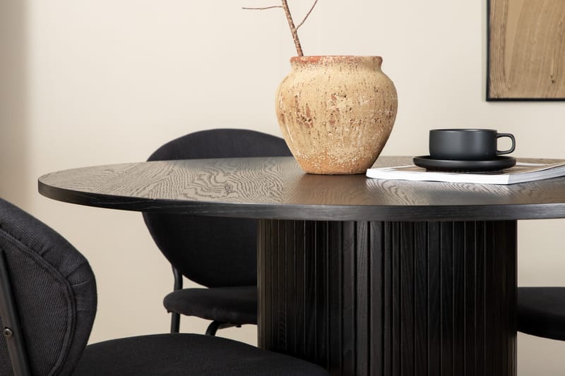 Biana Matgrupp 110 cm Rund inkl 4 Moncoll Stolar - Svart - Möbler - Bord & matgrupp - Matgrupp