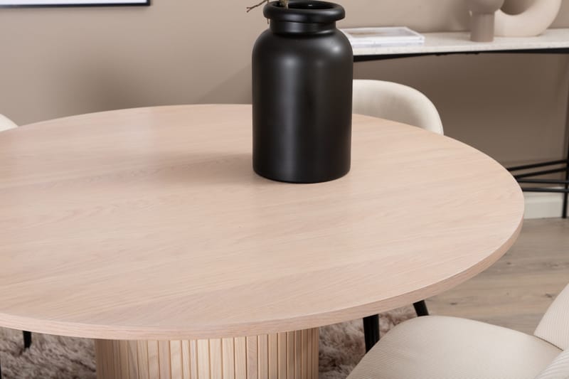 Biana Matgrupp 110 cm Rund inkl 4 Valera Manchesterstolar - Beige/Svart - Möbler - Bord & matgrupp - Matgrupp