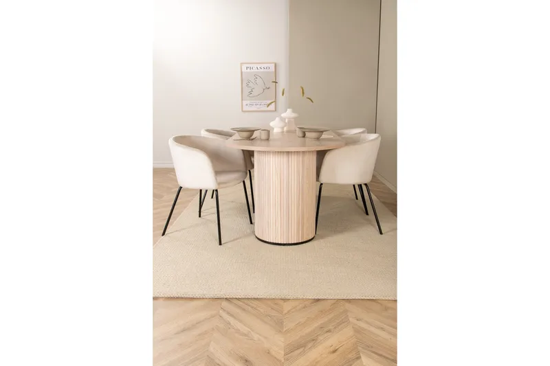 Biana Matgrupp 200 cm Oval inkl 4 Berita Sammetsstolar - Beige/Svart - Möbler - Bord & matgrupp - Matgrupp