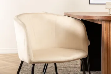 Biana Matgrupp 200 cm Oval inkl 4 Berita Sammetsstolar - Valnötsbrun/Beige/Svart - Möbler - Bord & matgrupp - Matgrupp