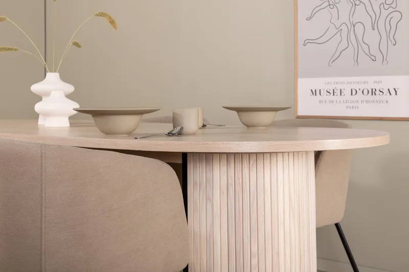 Biana Matgrupp 200 cm Oval inkl 4 Berita Stolar - Beige/Svart - Möbler - Bord & matgrupp - Matgrupp