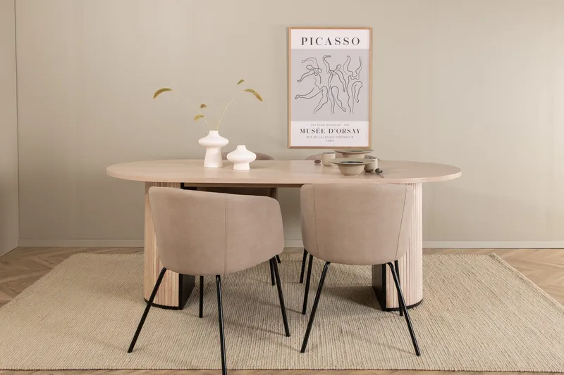 Biana Matgrupp 200 cm Oval inkl 4 Berita Stolar - Beige/Svart - Möbler - Bord & matgrupp - Matgrupp