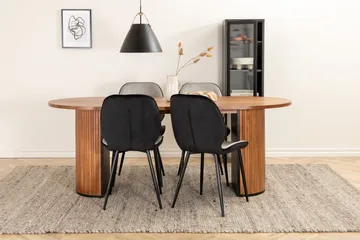 Biana Matgrupp 200 cm Oval inkl 4 Emsa Stolar - Valnötsbrun/Ljusgrå/Svart - Möbler - Bord & matgrupp - Matgrupp