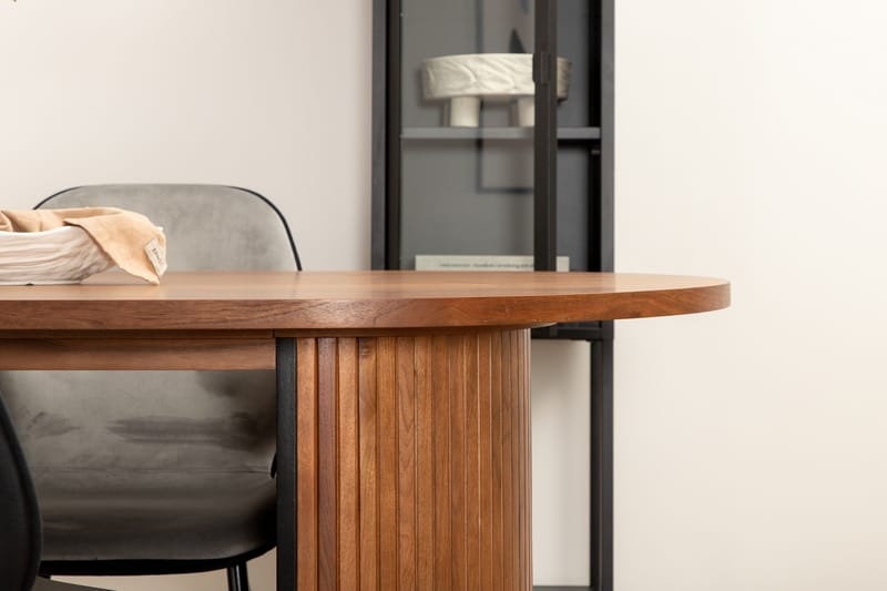 Biana Matgrupp 200 cm Oval inkl 4 Emsa Stolar - Valnötsbrun/Ljusgrå/Svart - Möbler - Bord & matgrupp - Matgrupp