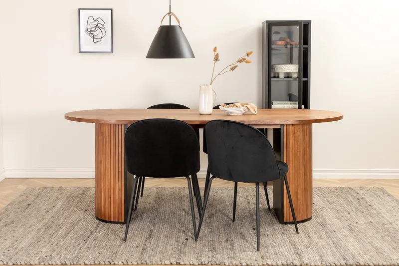 Biana Matgrupp 200 cm Oval inkl 4 Foyos Stolar - Valnötsbrun/Svart - Möbler - Bord & matgrupp - Matgrupp