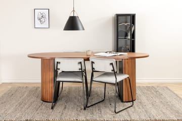 Biana Matgrupp 200 cm Oval inkl 4 Kenth Sammetsstolar - Valnötsbrun/Ljusgrå - Möbler - Bord & matgrupp - Matgrupp