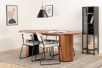 Biana Matgrupp 200 cm Oval inkl 4 Kenth Sammetsstolar - Valnötsbrun/Ljusgrå - Möbler - Bord & matgrupp - Matgrupp