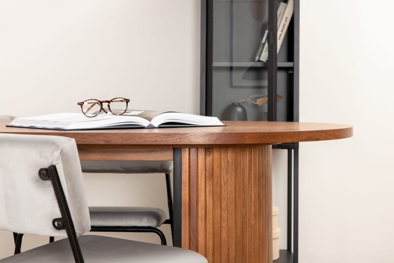 Biana Matgrupp 200 cm Oval inkl 4 Kenth Sammetsstolar - Valnötsbrun/Ljusgrå - Möbler - Bord & matgrupp - Matgrupp