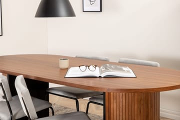 Biana Matgrupp 200 cm Oval inkl 4 Kenth Sammetsstolar - Valnötsbrun/Ljusgrå - Möbler - Bord & matgrupp - Matgrupp