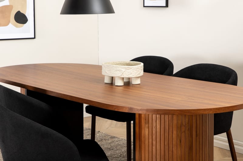 Biana Matgrupp 200 cm Oval inkl 4 Kullersbro Stolar - Valnötsbrun/Svart/Brun - Möbler - Bord & matgrupp - Matgrupp