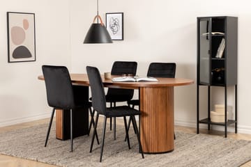 Biana Matgrupp 200 cm Oval inkl 4 Robin Sammetsstolar - Valnötsbrun/Svart - Möbler - Bord & matgrupp - Matgrupp