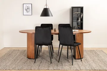 Biana Matgrupp 200 cm Oval inkl 4 Robin Sammetsstolar - Valnötsbrun/Svart - Möbler - Bord & matgrupp - Matgrupp