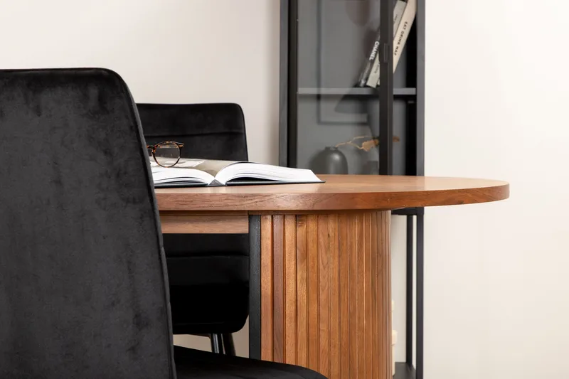 Biana Matgrupp 200 cm Oval inkl 4 Robin Sammetsstolar - Valnötsbrun/Svart - Möbler - Bord & matgrupp - Matgrupp