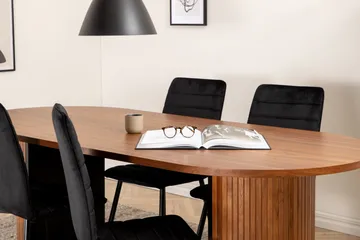 Biana Matgrupp 200 cm Oval inkl 4 Robin Sammetsstolar - Valnötsbrun/Svart - Möbler - Bord & matgrupp - Matgrupp