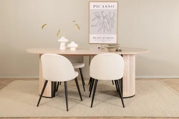 Biana Matgrupp 200 cm Oval inkl 4 Valera Manchesterstolar - Beige/Svart/Beige - Möbler - Bord & matgrupp - Matgrupp