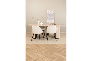 Biana Matgrupp 200 cm Oval inkl 4 Valera Manchesterstolar - Beige/Svart/Beige - Möbler - Bord & matgrupp - Matgrupp