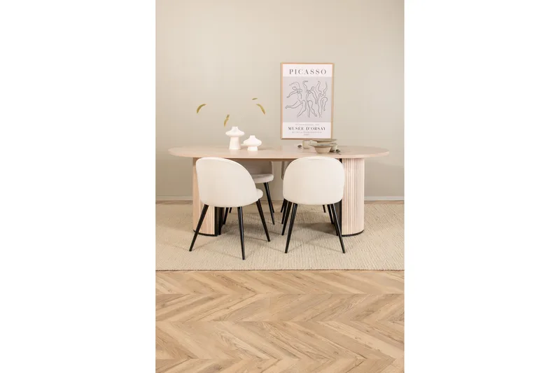 Biana Matgrupp 200 cm Oval inkl 4 Valera Manchesterstolar - Beige/Svart/Beige - Möbler - Bord & matgrupp - Matgrupp