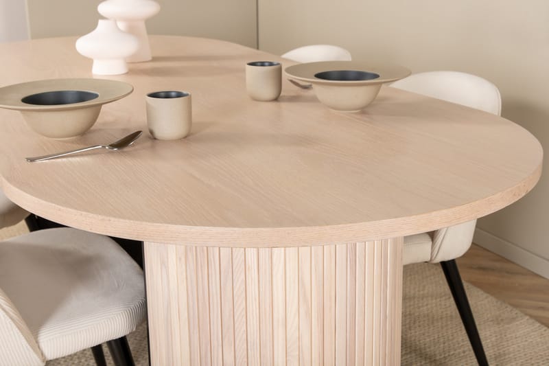 Biana Matgrupp 200 cm Oval inkl 4 Valera Manchesterstolar - Beige/Svart/Beige - Möbler - Bord & matgrupp - Matgrupp