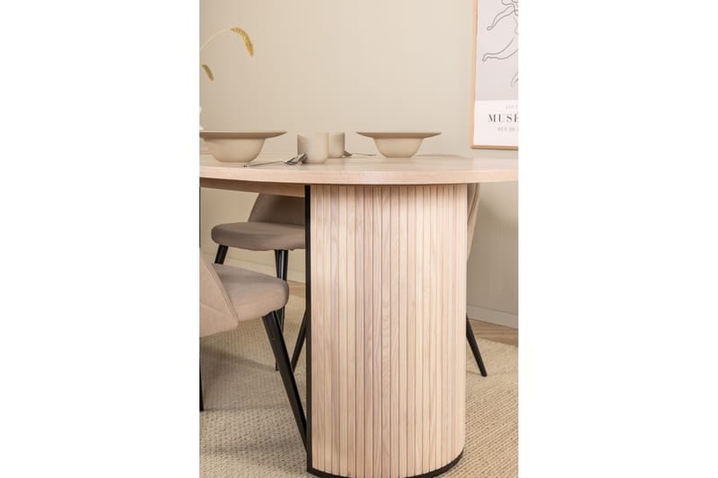 Biana Matgrupp 200 cm Oval inkl 4 Velvets Stolar - Beige/Svart - Möbler - Bord & matgrupp - Matgrupp