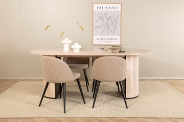 Biana Matgrupp 200 cm Oval inkl 4 Velvets Stolar - Beige/Svart - Möbler - Bord & matgrupp - Matgrupp