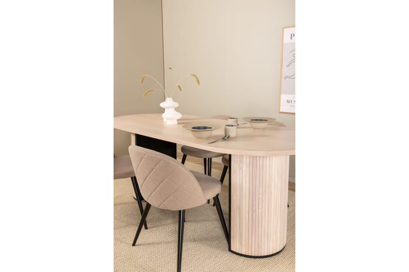 Biana Matgrupp 200 cm Oval inkl 4 Velvets Stolar - Beige/Svart - Möbler - Bord & matgrupp - Matgrupp