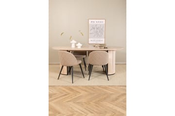 Biana Matgrupp 200 cm Oval inkl 4 Velvets Stolar - Beige/Svart - Möbler - Bord & matgrupp - Matgrupp