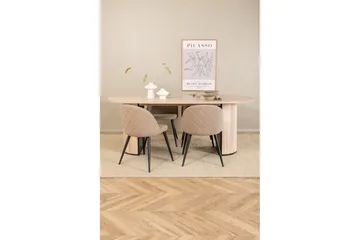 Biana Matgrupp 200 cm Oval inkl 4 Velvets Stolar - Beige/Svart - Möbler - Bord & matgrupp - Matgrupp