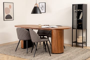 Biana Matgrupp 200 cm Oval inkl 4 Velvets Stolar - Valnötsbrun/Grå/Svart - Möbler - Bord & matgrupp - Matgrupp