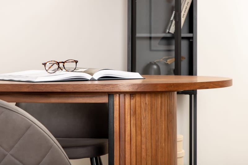 Biana Matgrupp 200 cm Oval inkl 4 Velvets Stolar - Valnötsbrun/Grå/Svart - Möbler - Bord & matgrupp - Matgrupp