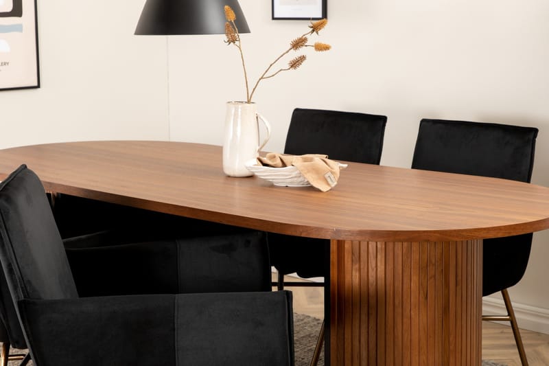 Biana Matgrupp 200 cm Oval inkl 4 Pipi Stolar - Valnötsbrun/Svart/Kopper - Möbler - Bord & matgrupp - Matgrupp