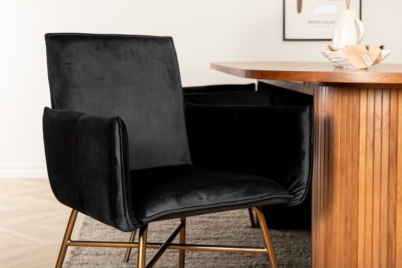 Biana Matgrupp 200 cm Oval inkl 4 Pipi Stolar - Valnötsbrun/Svart/Kopper - Möbler - Bord & matgrupp - Matgrupp