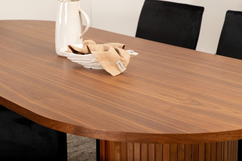 Biana Matgrupp 200 cm Oval inkl 4 Pipi Stolar - Valnötsbrun/Svart/Kopper - Möbler - Bord & matgrupp - Matgrupp