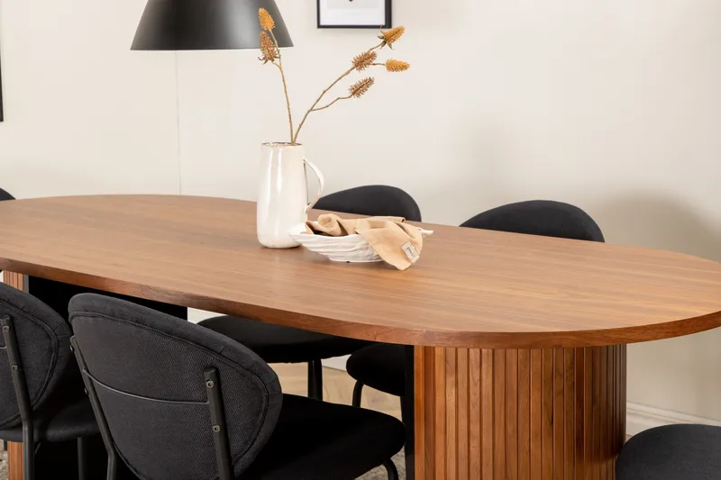 Biana Matgrupp 200 cm Oval inkl 6 Moncoll Stolar - Valnöt/Svart - Möbler - Bord & matgrupp - Matgrupp