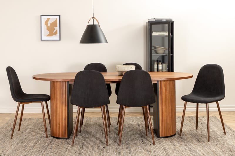 Biana Matgrupp 200 cm Oval inkl 6 Pontus Stolar - Valnötsbrun/Svart - Möbler - Bord & matgrupp - Matgrupp