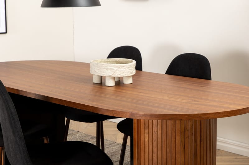 Biana Matgrupp 200 cm Oval inkl 6 Pontus Stolar - Valnötsbrun/Svart - Möbler - Bord & matgrupp - Matgrupp