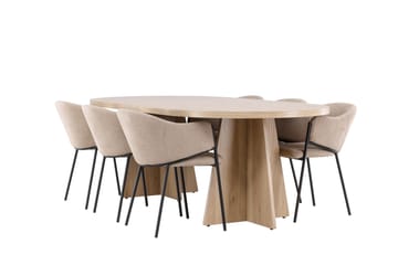 Matgrupp Bootcut 230 cm Rektangulär med 6 Evelina stolar - Whitewash/Beige - Möbler - Bord & matgrupp - Matgrupp
