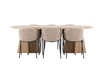 Matgrupp Bootcut 230 cm Rektangulär med 6 Evelina stolar - Whitewash/Beige - Möbler - Bord & matgrupp - Matgrupp