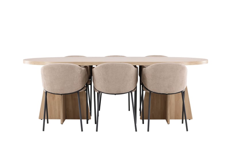 Matgrupp Bootcut 230 cm Rektangulär med 6 Evelina stolar - Whitewash/Beige - Möbler - Bord & matgrupp - Matgrupp