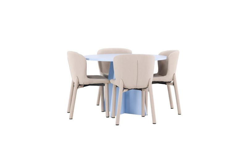 Matgrupp Bootcut Runt 110 cm Babyblå med 4st Astoria Stolar Beige - Beige - Möbler - Bord & matgrupp - Matgrupp