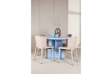 Matgrupp Bootcut Runt 110 cm Babyblå med 4st Astoria Stolar Beige - Beige - Möbler - Bord & matgrupp - Matgrupp
